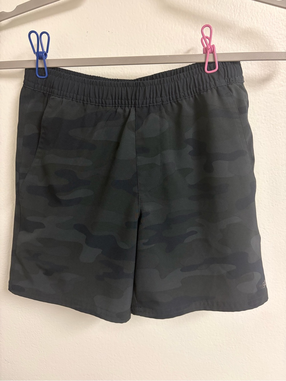 DSG Black & Dark Green Camo Kids Athletic Shorts